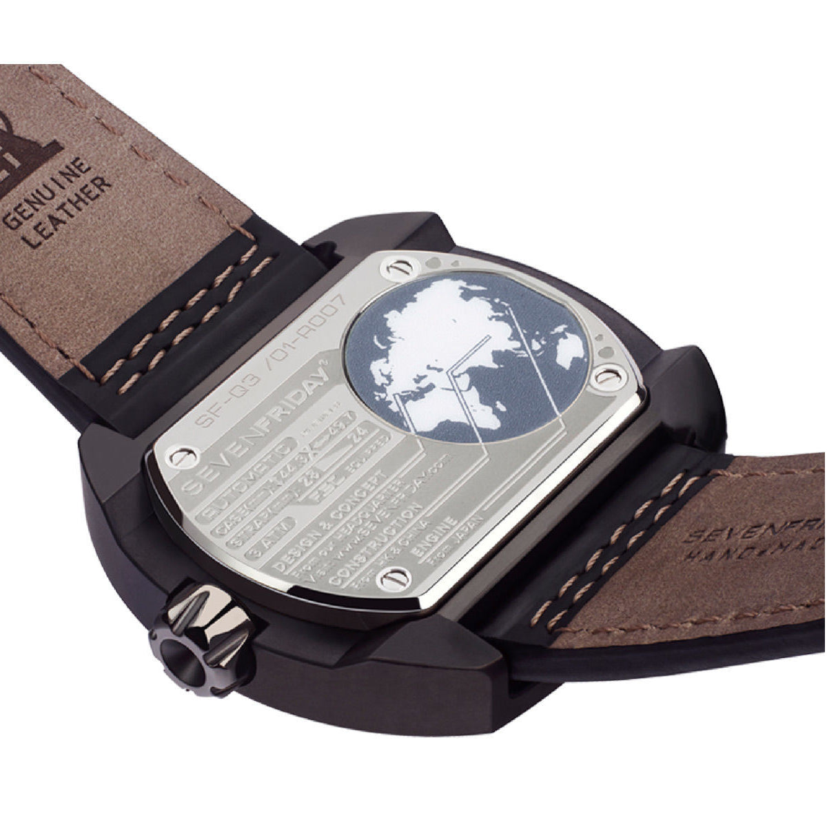Sevenfriday Q-Series Q3/01 Black Leather Automatic Men's Watch Sevenfriday Q-Series Q3/01 Black Leather Automatic Men's Watch